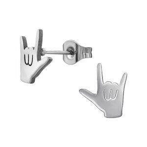 Stainless Steel Invisible Oranges Rock Hand Earrings